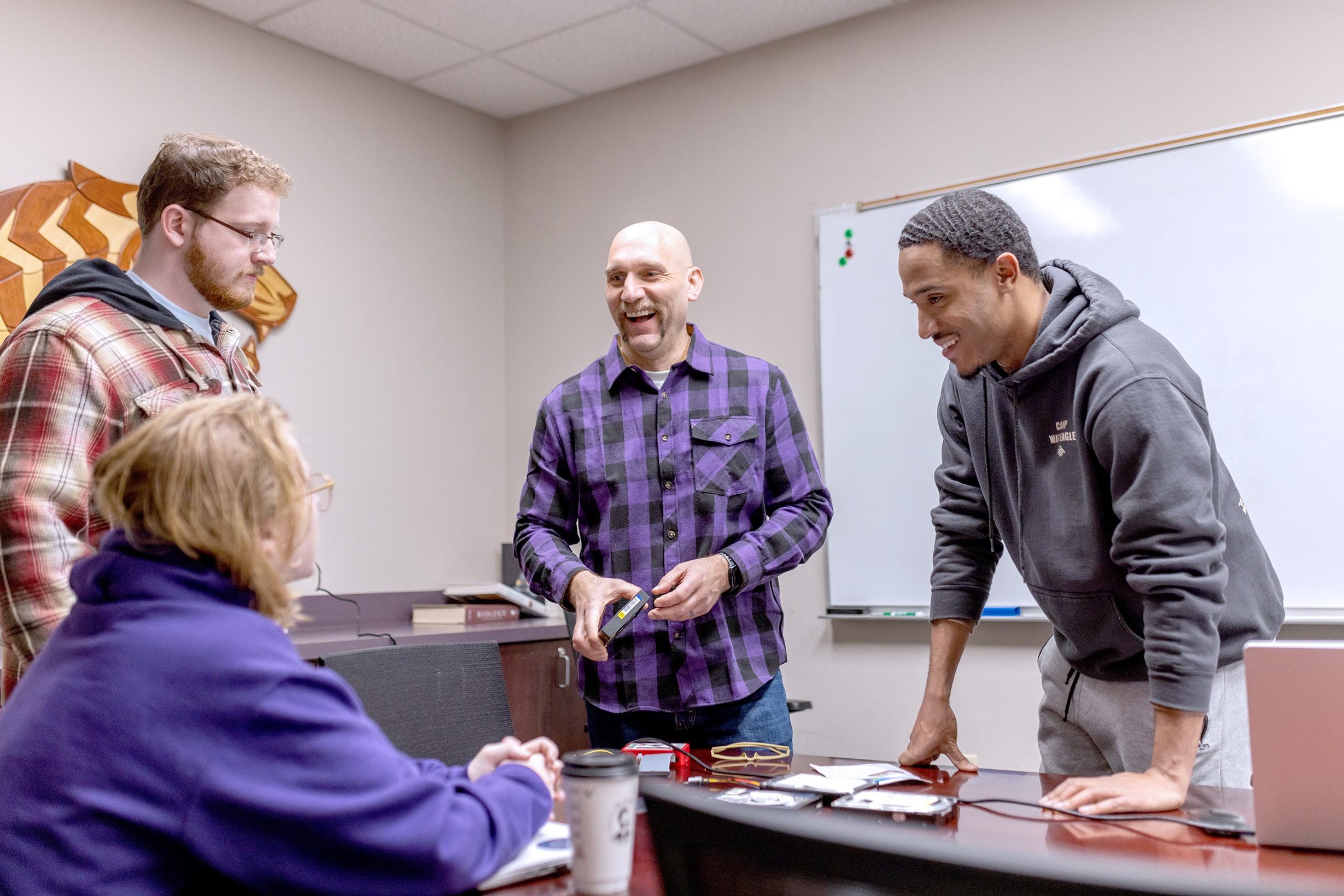 Anderson with students