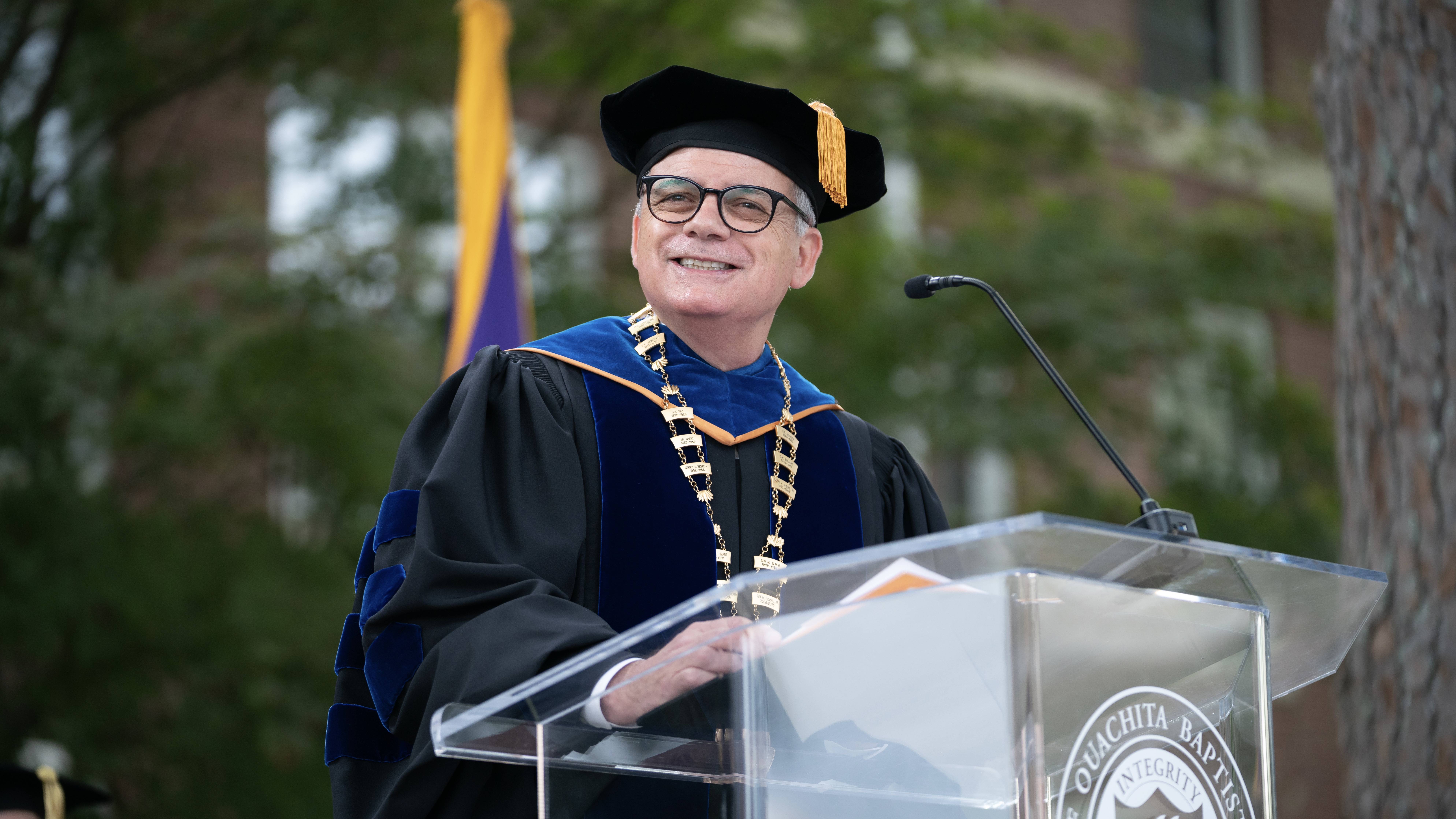 Dr. Ben Sells, Ouachita president, delivers the 2022 Commencement address
