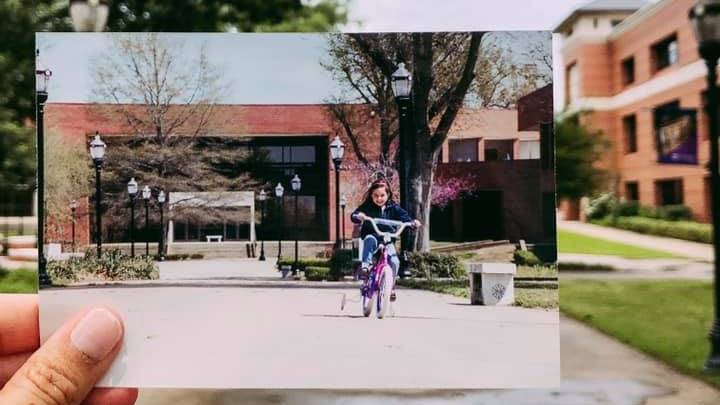 Addy's childhood photo on campus
