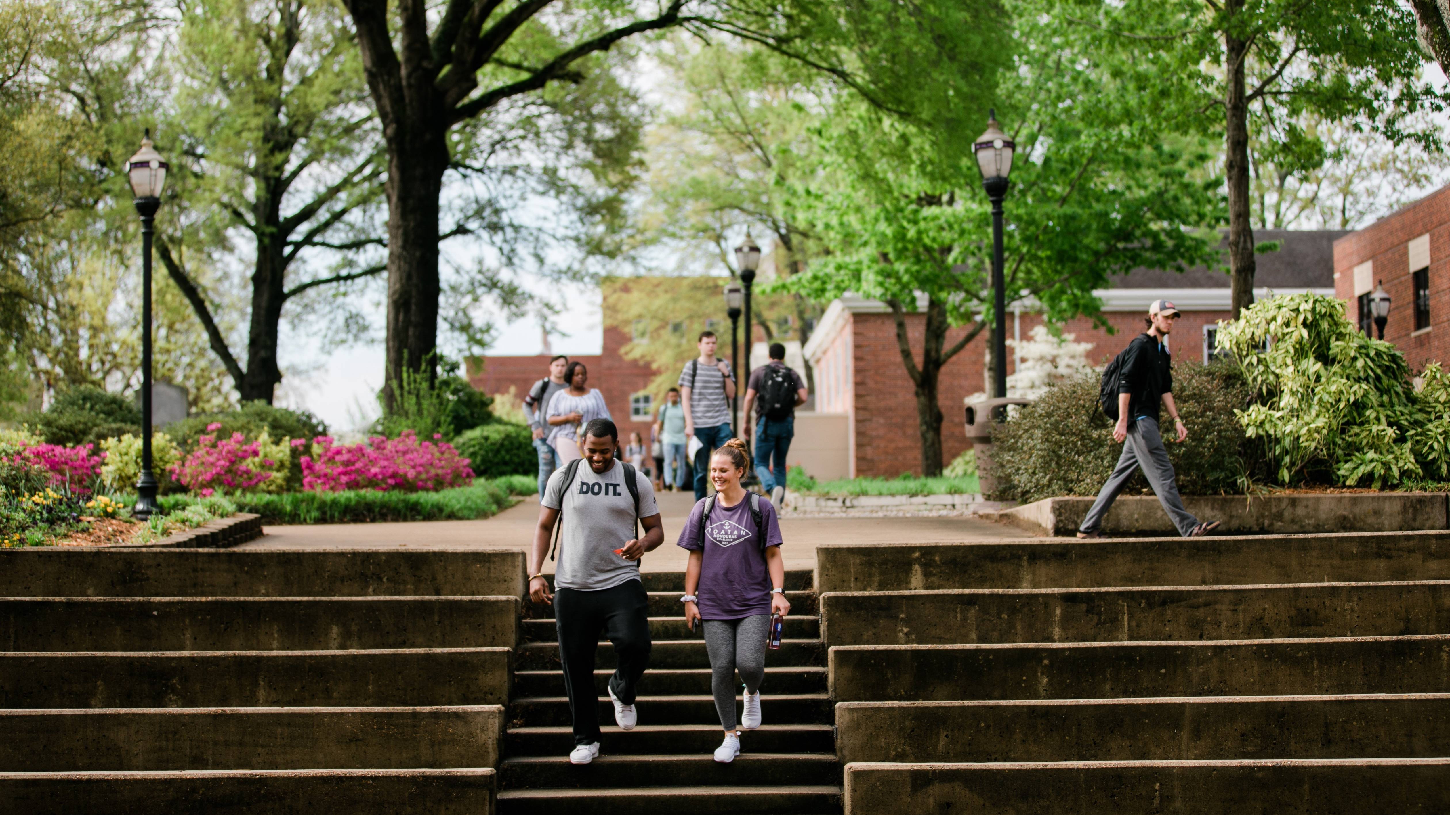 Students walking on campus