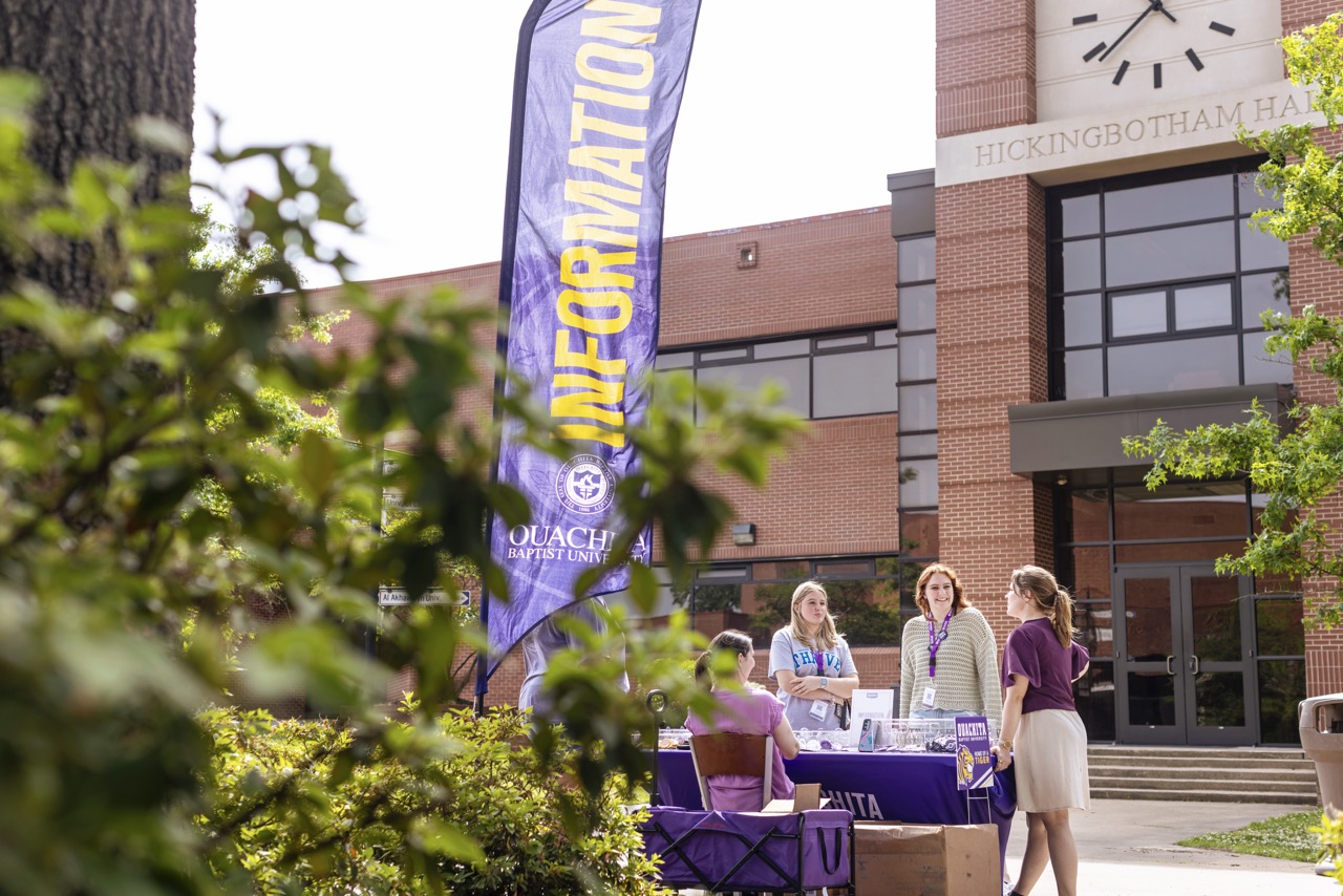 Students on campus during a preview day