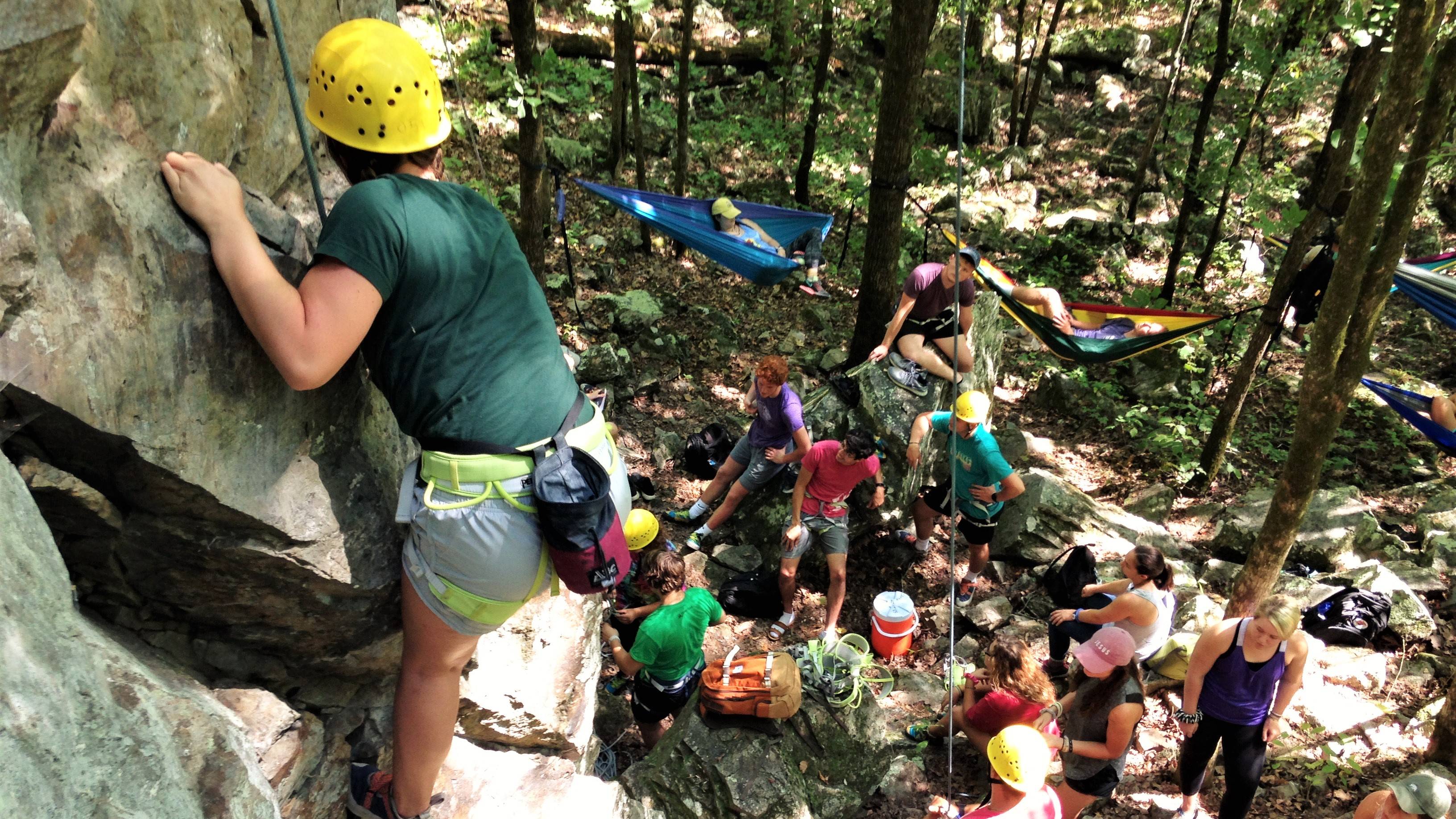 FOOT student rock climbing