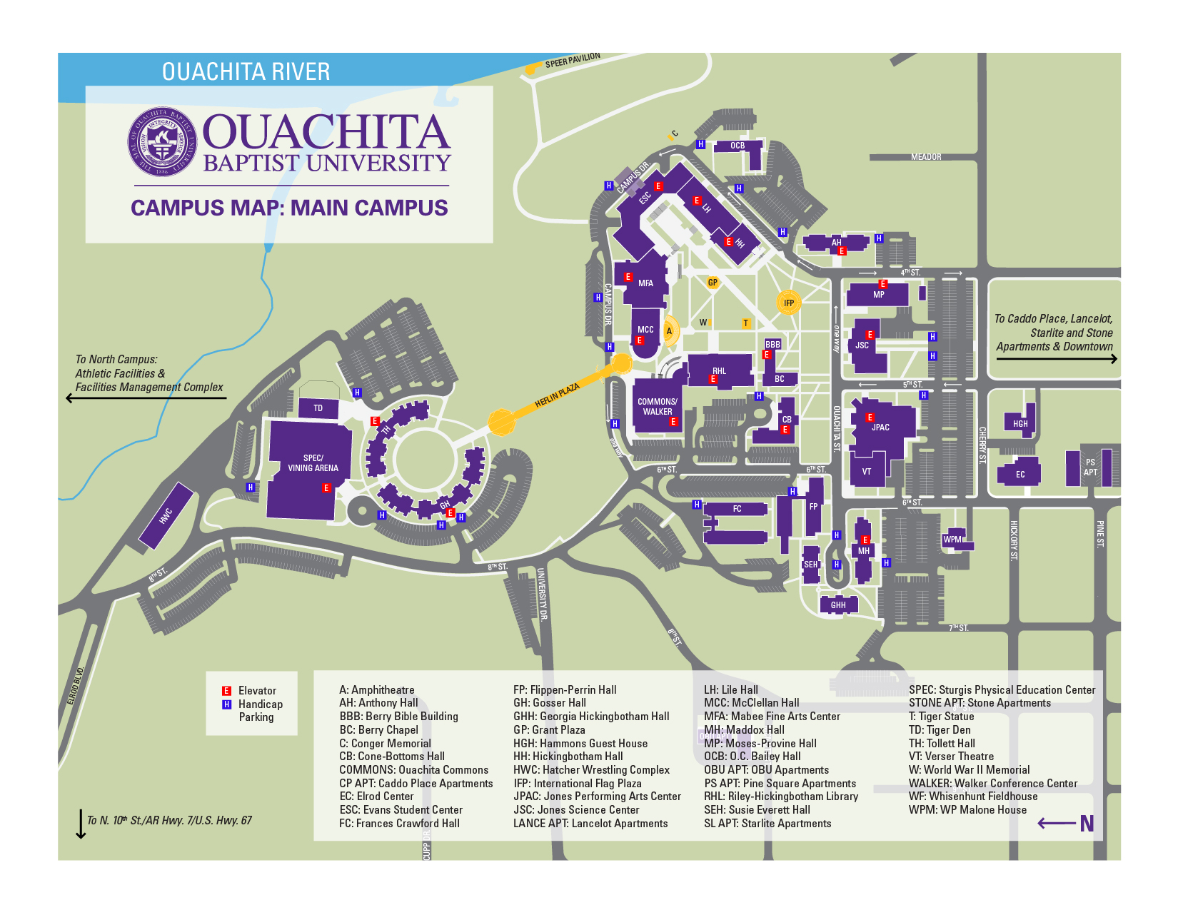 Ouachita campus accessibility map